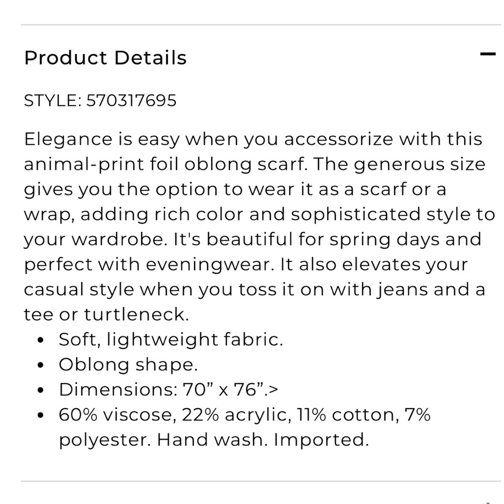 Chico’s oblong foil animal print scarf - Picture 4 of 5